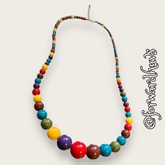 Bundle Sale 3 for $15 | Graduated Plastic Multi Colored Bead Necklace - Picture 3 of 10